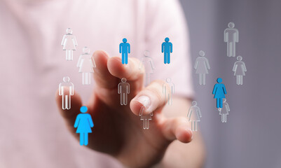 Connecting people, human network, social media, community and team building. Digital connections and communication, social networking, global co