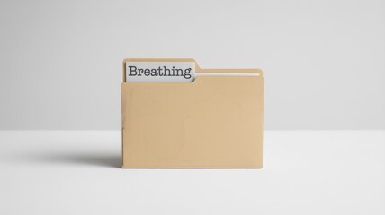 Private healthcare consultation session concept. Folder labeled "Breathing" in a minimalist design on a plain background.