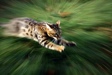 Agility in motion: the black-footed cat's graceful leap captured