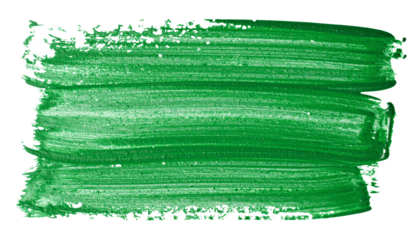 textured abstract green paint stroke isolated on transparent background, png