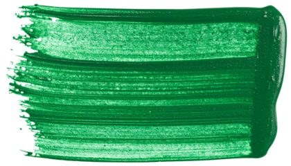 textured abstract green paint stroke isolated on transparent background, png