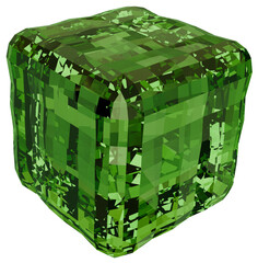 Colorful green cube 3D crystal shapes
