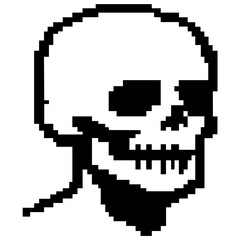 Obraz premium Skeleton Skull Face Pixel Art Illustration