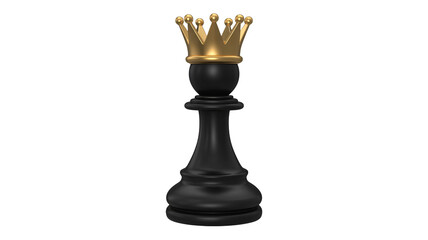 Elegant pawn wearing a golden crown, leadership and strategy concept