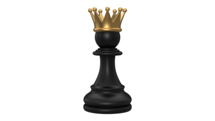 Elegant pawn wearing a golden crown, leadership and strategy concept