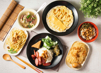 Taiwanese breakfast spread, featuring a variety of delicious dishes perfect for a flavorful and satisfying morning meal. Ideal for food blogs and travel content.