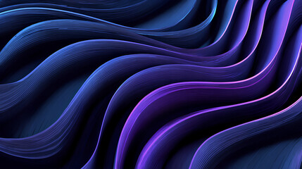 Repeating curved lines forming a wavelike pattern with a dark blue base and illuminated purple highlights Stock Illustration