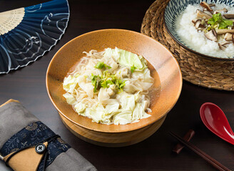 comforting wonton noolde soup, a delightful culinary experience. Perfect for showcasing authentic Asian flavors and dining experiences with style.