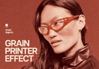 Grain Printer Photo Effect Mockup
