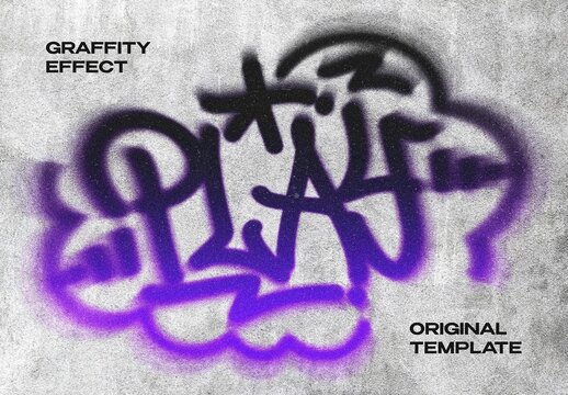 Blurry Graffity Spray Text Effect Mockup