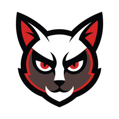 Fierce Devil Siamese Cat Mascot with Horns Vector Illustration