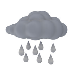Weather forecast icon rainy isolated transparent background 3d rendering