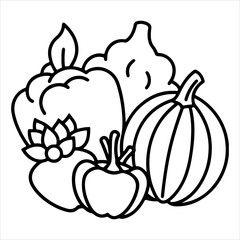 A Vibrant Organic Vegetables Illustration Vector Set, Showcasing Healthy Food and Fresh Produce in a Flat Design Minimalist Style for Digital Nutrition Graphics.