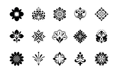 Flower icons set. Isolated elements for design. Vector graphics.