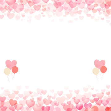 pink hearts and ballons as a border for gift card on wedding or valentine days - wedding invitation card, Valentine day gift card