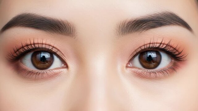 Close up of closed eyes with perfect eyebrows and eyelashes