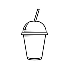 Cold Drink Cup with Straw Outline Icon