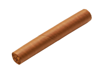 Hand rolled cigar isolated on transparent background, brown tobacco product for smoking and relaxation PNG