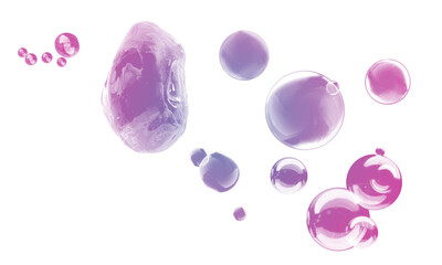 Gradient circles floating in a dark space creating a modern abstract design on transparent background