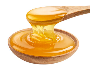 Untitled design - Agave Nectar Dripping from Wooden Spoon, Close-Up, Isolated