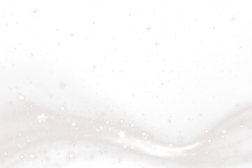 Soft white background with delicate snowflakes and shimmering stars, creating a serene winter atmosphere, ideal for festive designs and seasonal overlays with copy space