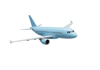 Light blue passenger airplane isolated PNG, commercial aviation aircraft on transparent background for travel industry and transportation