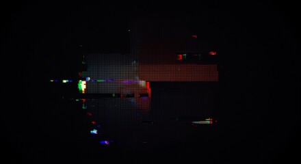 Abstract digital glitch art with colorful pixelated distortion effect.
