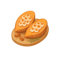 Thanksgiving design - toast with honey - watercolor transparent background