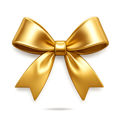Metallic Gold Bow on Elegant Gradient Background &mdash; Luxury Gift Decoration Isolated
