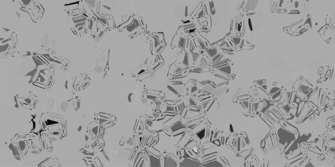 Abstract grayscale texture with a fractured, crystalline appearance and metallic highlights, suggesting ice, shattered glass, or a digital glitch effect for backgrounds