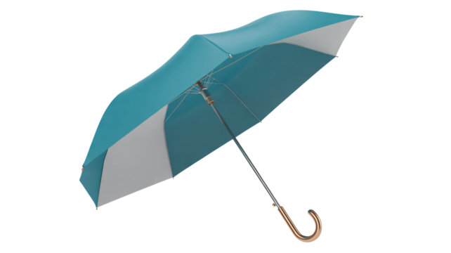 Stylish umbrella protects from rain, wind, or sun, classic design