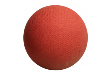 Red playground ball used for dodgeball or kickball games, representing childhood, sports, and recreation