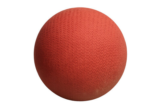 Red playground ball used for dodgeball or kickball games, representing childhood, sports, and recreation