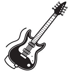 Retro electric guitar illustration with a classic sunburst finish perfect for music lovers and vintage enthusiasts