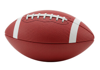American football isolated on transparent background, red leather ball with white stripes for sports equipment and game day © Daniel