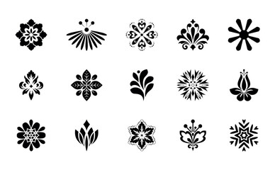 Flower icons set. Isolated elements for design. Vector graphics.