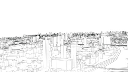 Obraz premium Urban modern landscape. Vector rendering of 3d