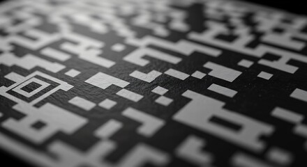 Close-up of a QR code, a digital data matrix.