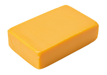 Block of cheddar cheese isolated, yellow dairy product for cooking and snacking on transparent background PNG