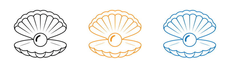 Pearl icon set. seashell symbol vector isolated on white background