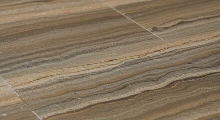 Fototapeta premium Close-up of modern brown and beige striped tile flooring.