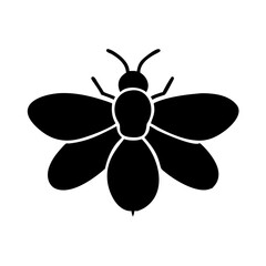 Silhouette of a bee with wings on a white background