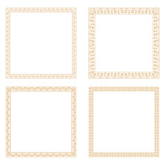 Set of decorative frames Elegant vector element for design in Eastern style, place for text. Floral golden and white borders. Lace illustration for invitations and greeting cards