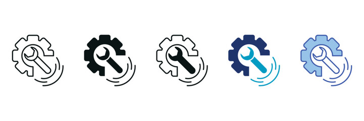 Repair Icon Set Consisting of Multiple Styles Vector Illustration