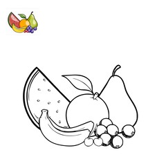 An outline drawing of chocolate chip cookies making a splash in a glass of milk, a simple and fun coloring activity page for children