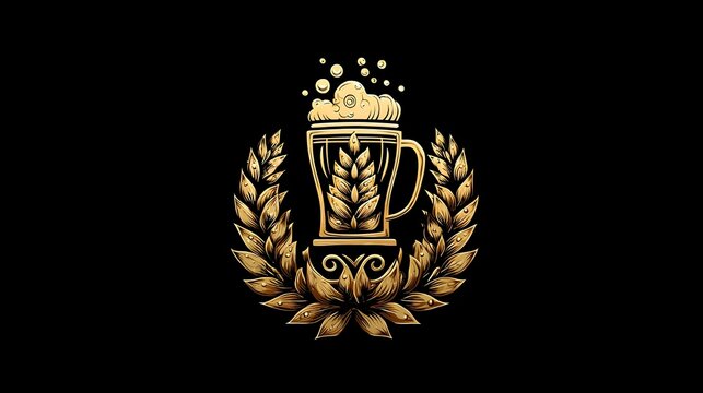 Elegant gold beer logo design with minimal style and premium branding look. Concept: Luxury beverage branding, modern beer identity, premium alcohol label design, and craft brewery aesthetics.