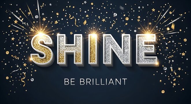 Shine Be Brilliant Sparkle Glitter Text.