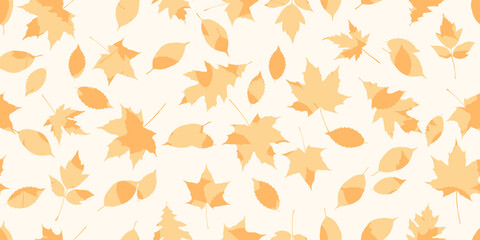 Autumn falling leafs vector pattern. Fall leaves seamless print