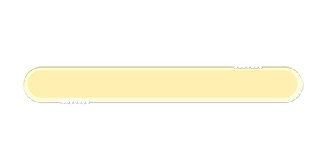 A horizontal frame/label/banner  with rounded ends. a solid pale yellow or cream color, bordered by a thin white line and soft shadow. Small white dot patterns decorate