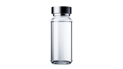 Transparent Glass Bottle with Metal Cap on Transparent Background